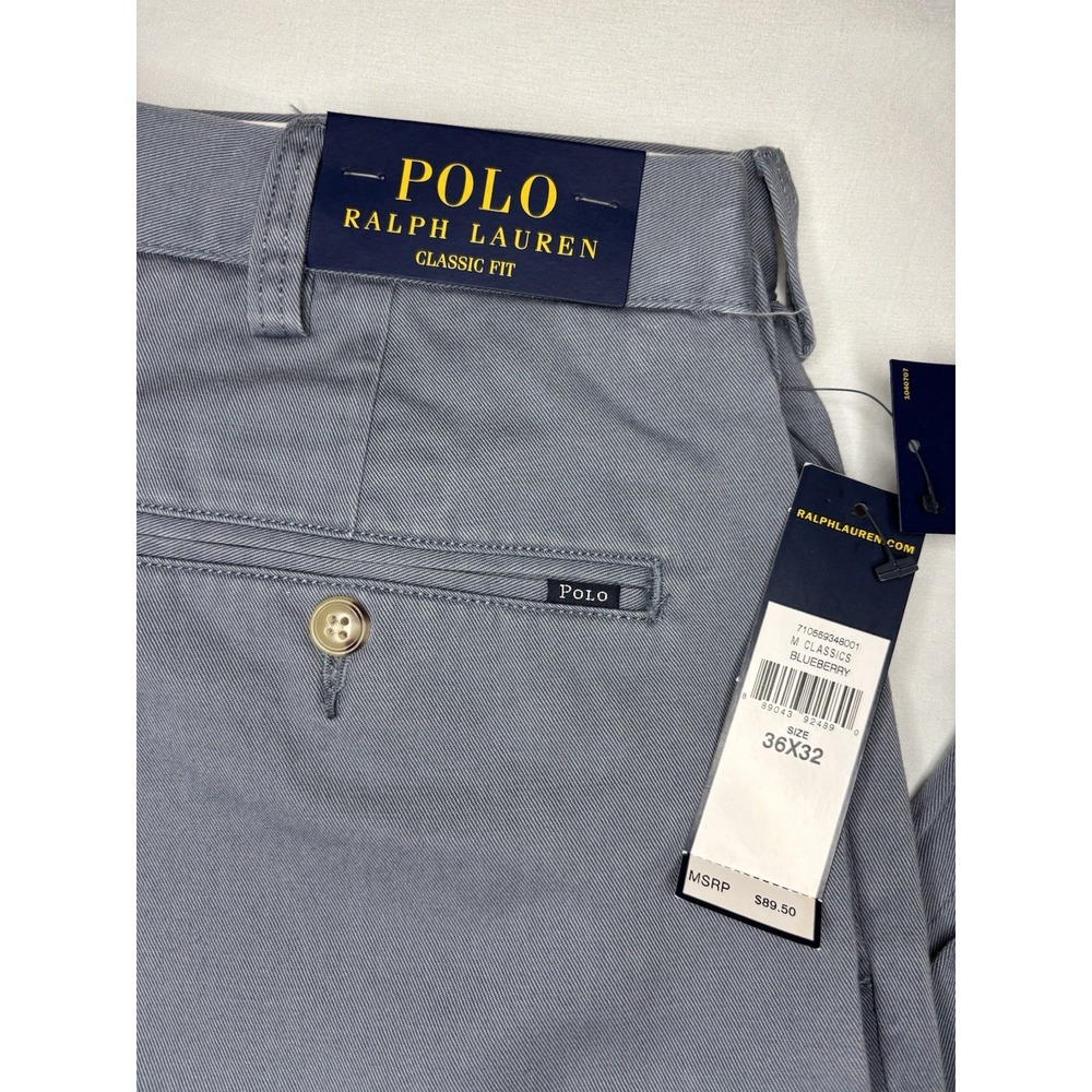Polo‎ Ralph Lauren Chino Pants Mens 36x32 Preppy Classic Fit Blueberry Blue NWT - Picture 4 of 7